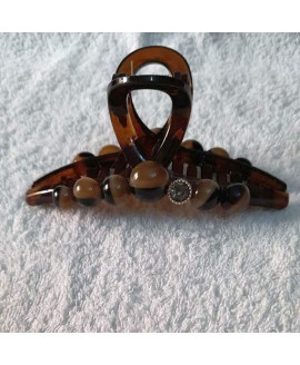 Шпилька для волосся коричнева з двома стразами