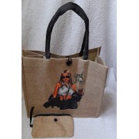 Сумка з текстилю з малюнком дівчина