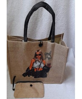 Сумка з текстилю з малюнком дівчина