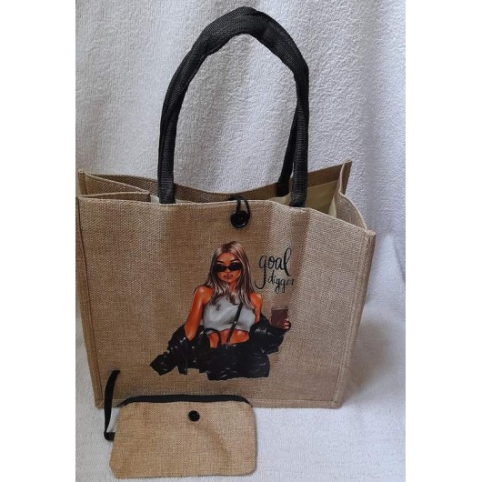 Сумка з текстилю з малюнком дівчина