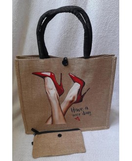 Сумка з текстилю з малюнком червоні туфлі