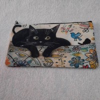Косметичка чорна з малюнком чорна кішка