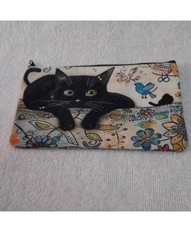 Косметичка чорна з малюнком чорна кішка
